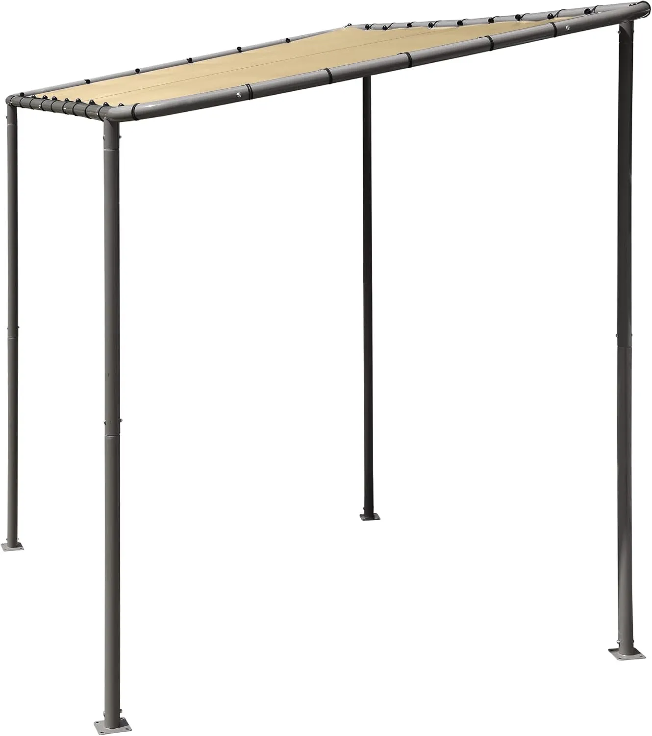 10' X 6' Solano Gazebo Canopy Charcoal Carbon Steel Frame and Marzipan Water-Resistant and Sun Protection Tan Cover
