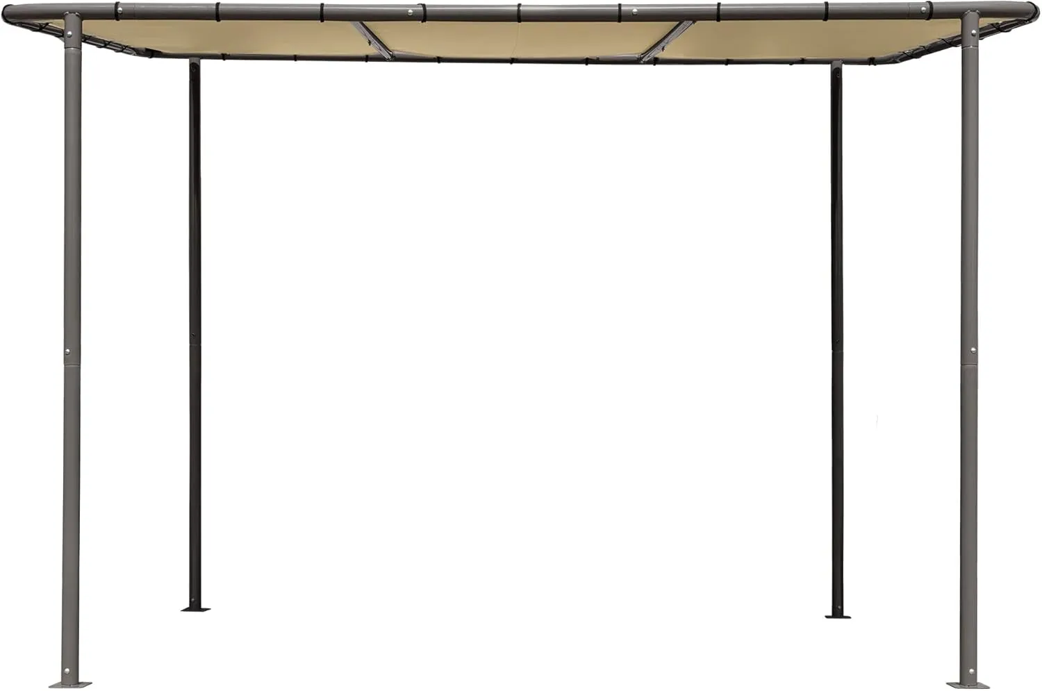 10' X 6' Solano Gazebo Canopy Charcoal Carbon Steel Frame and Marzipan Water-Resistant and Sun Protection Tan Cover