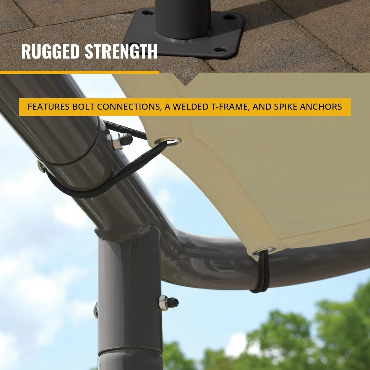 10' X 6' Solano Gazebo Canopy Charcoal Carbon Steel Frame and Marzipan Water-Resistant and Sun Protection Tan Cover