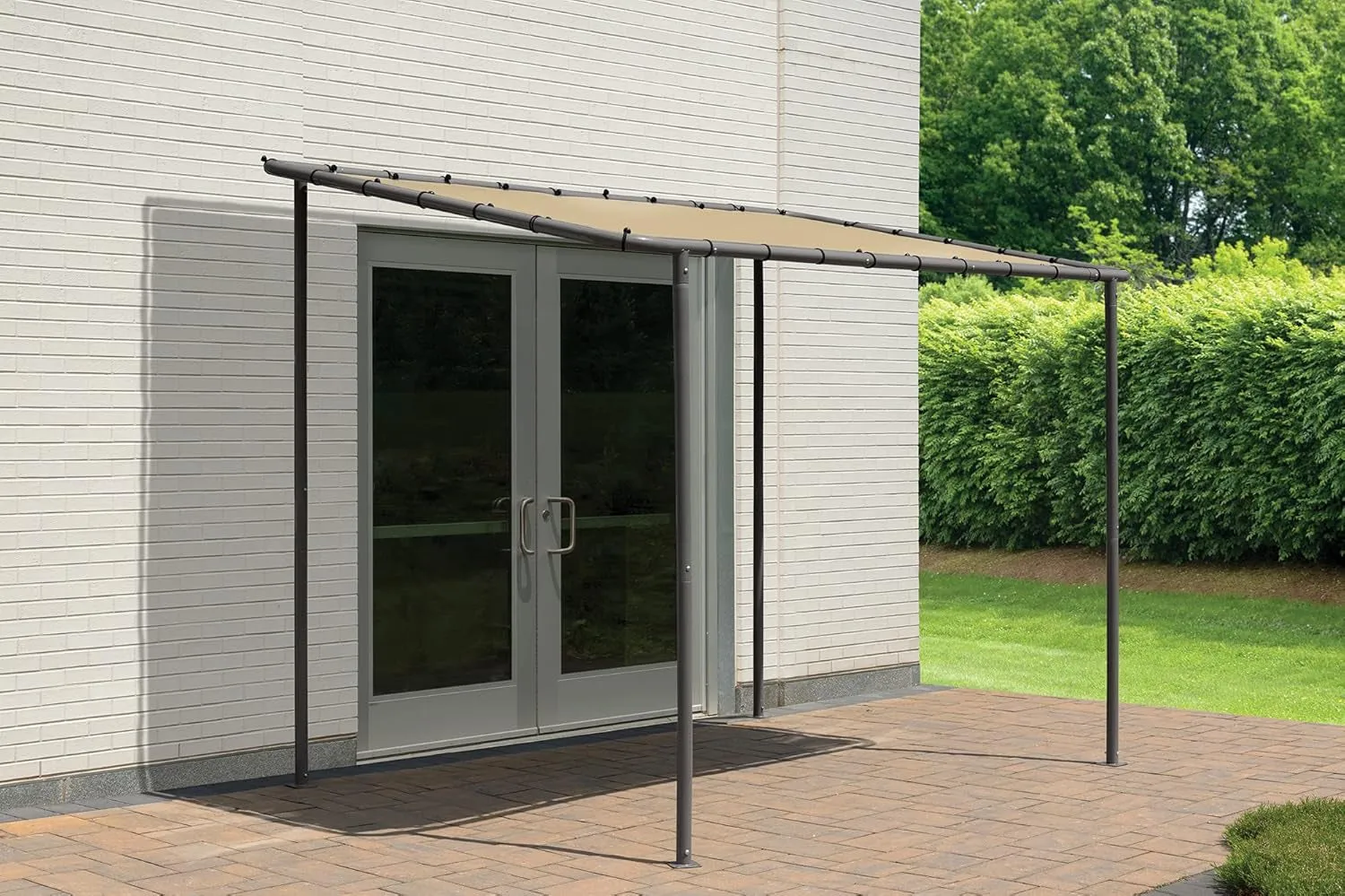 10' X 6' Solano Gazebo Canopy Charcoal Carbon Steel Frame and Marzipan Water-Resistant and Sun Protection Tan Cover