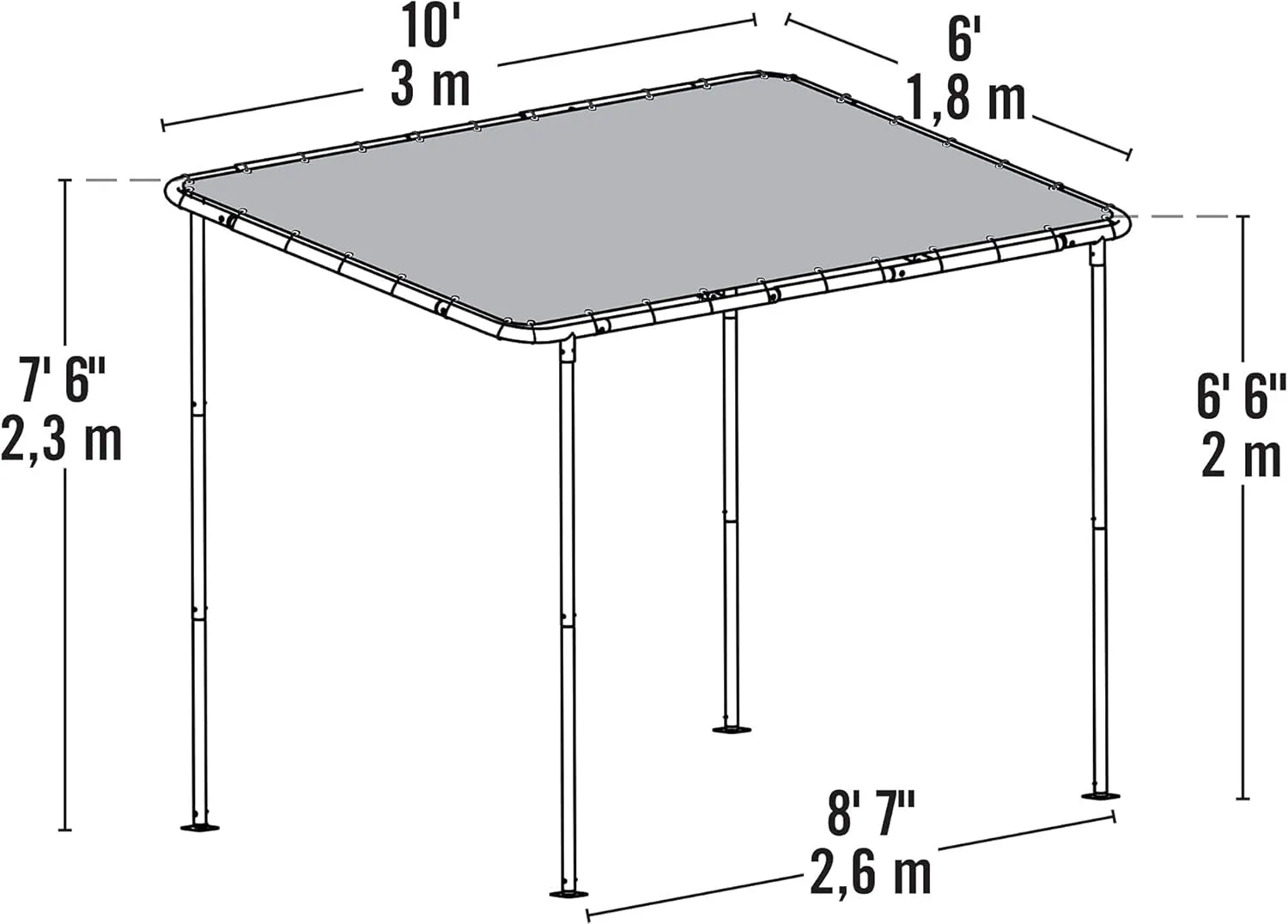 10' X 6' Solano Gazebo Canopy Charcoal Carbon Steel Frame and Marzipan Water-Resistant and Sun Protection Tan Cover