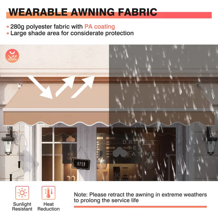 10 x 8.2 Feet Retractable Awning with Easy Opening Manual Crank Handle