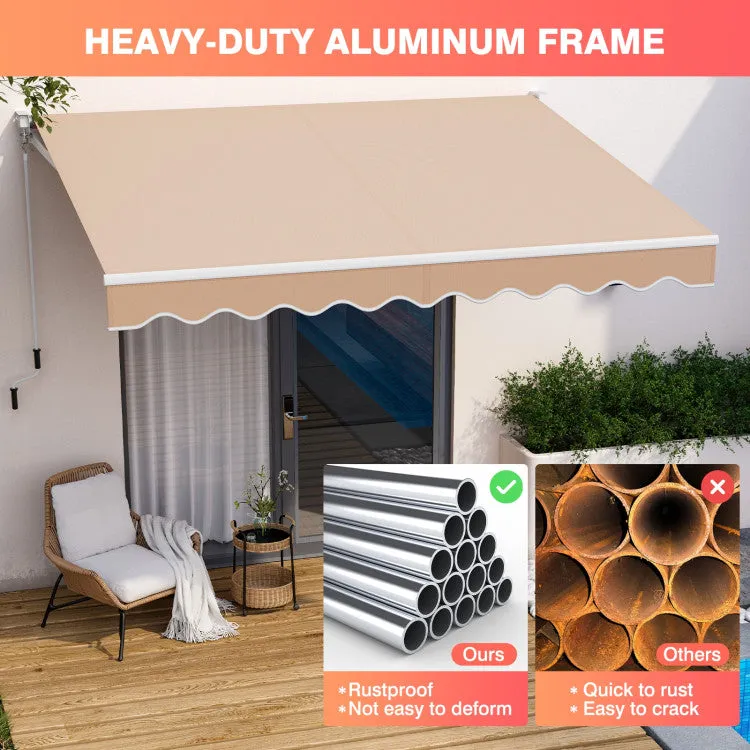 10 x 8.2 Feet Retractable Awning with Easy Opening Manual Crank Handle