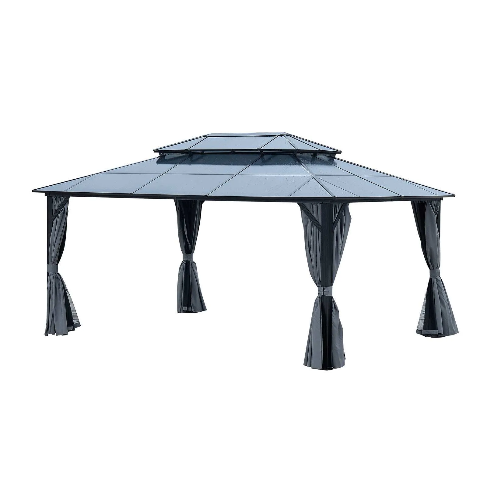 16x12 ft Gazebo Polycarbonate Double Roof Canopy
