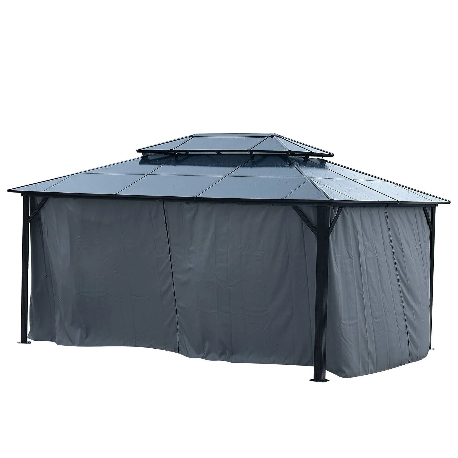 16x12 ft Gazebo Polycarbonate Double Roof Canopy