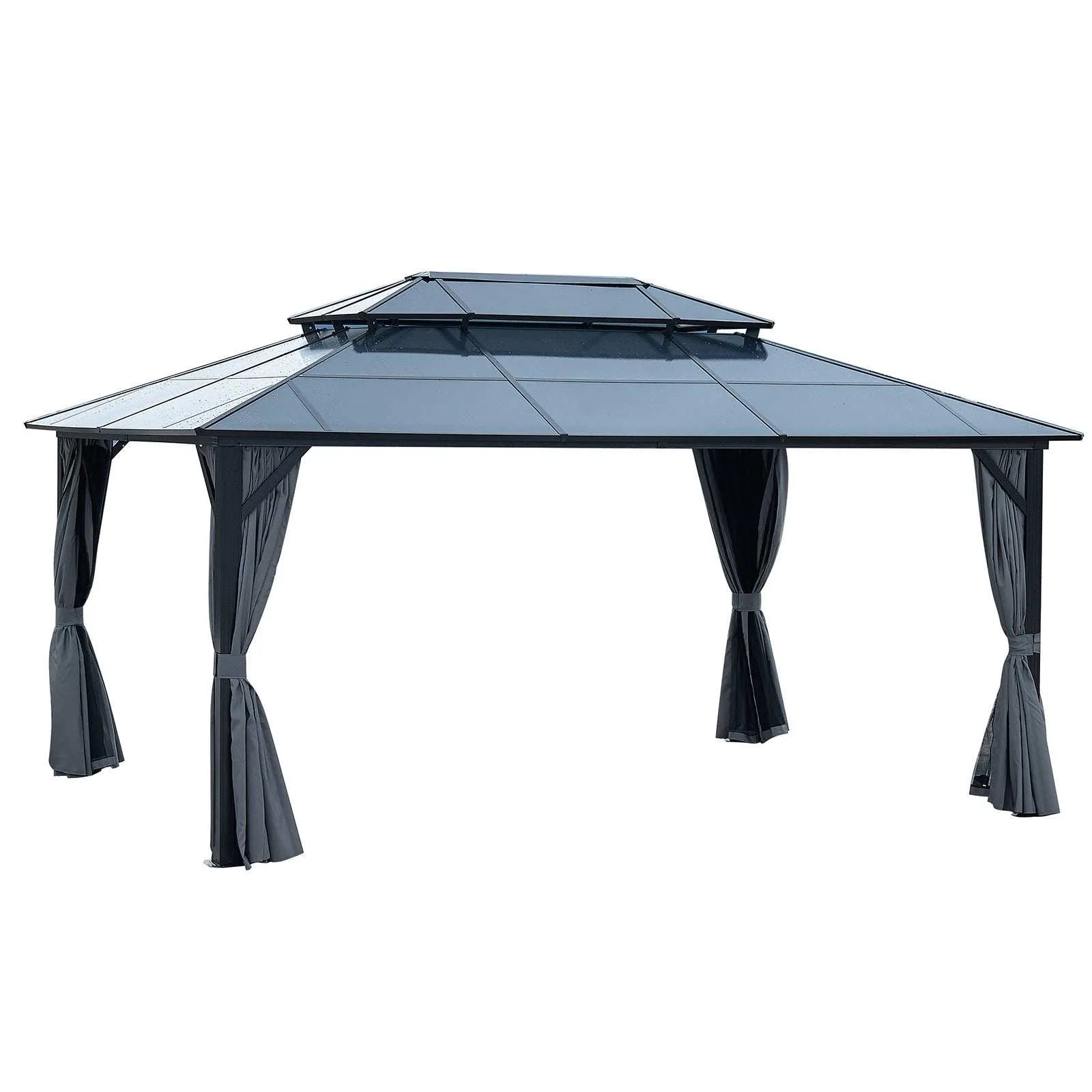16x12 ft Gazebo Polycarbonate Double Roof Canopy
