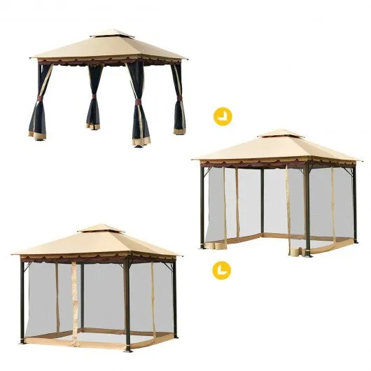 2-Tier 10' x 10'  Patio Shelter Awning Steel Gazebo Canopy