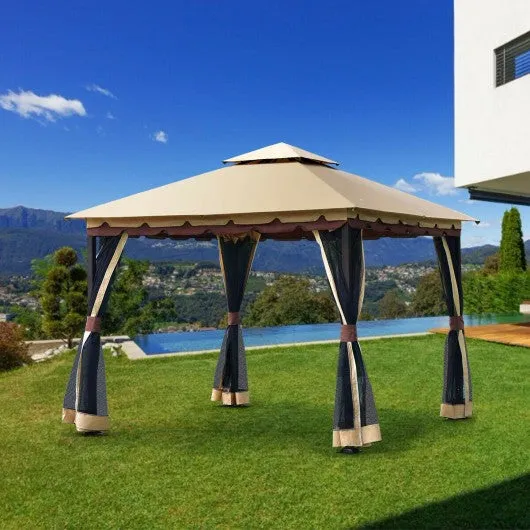 2-Tier 10' x 10'  Patio Shelter Awning Steel Gazebo Canopy