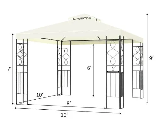 2 Tiers 10 x 10 Feet Patio Gazebo Canopy Tent