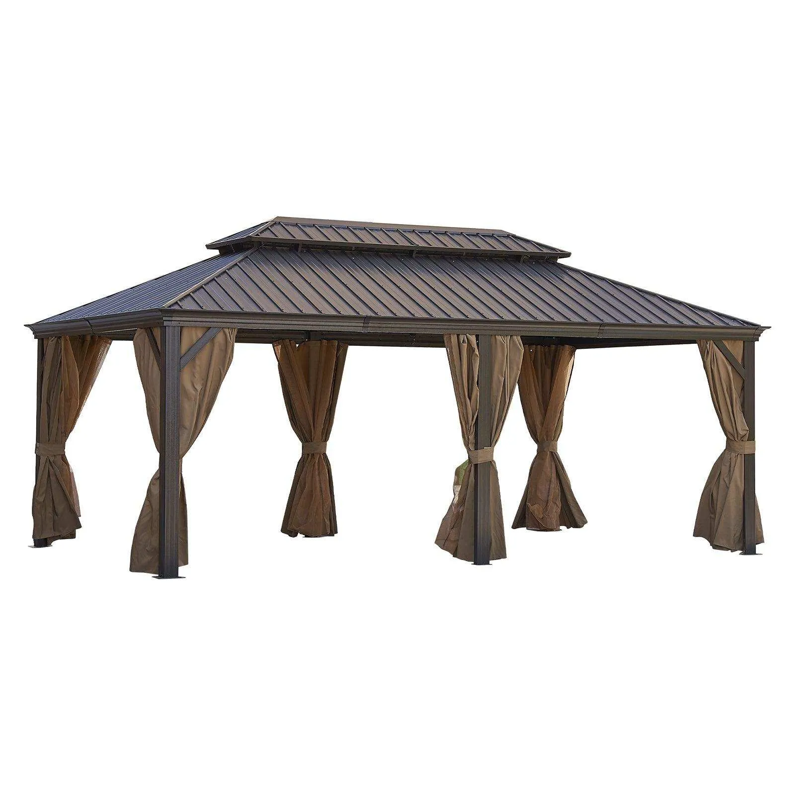 20x12 ft Patio Gazebo, Alu Gazebo With Steel Canopy