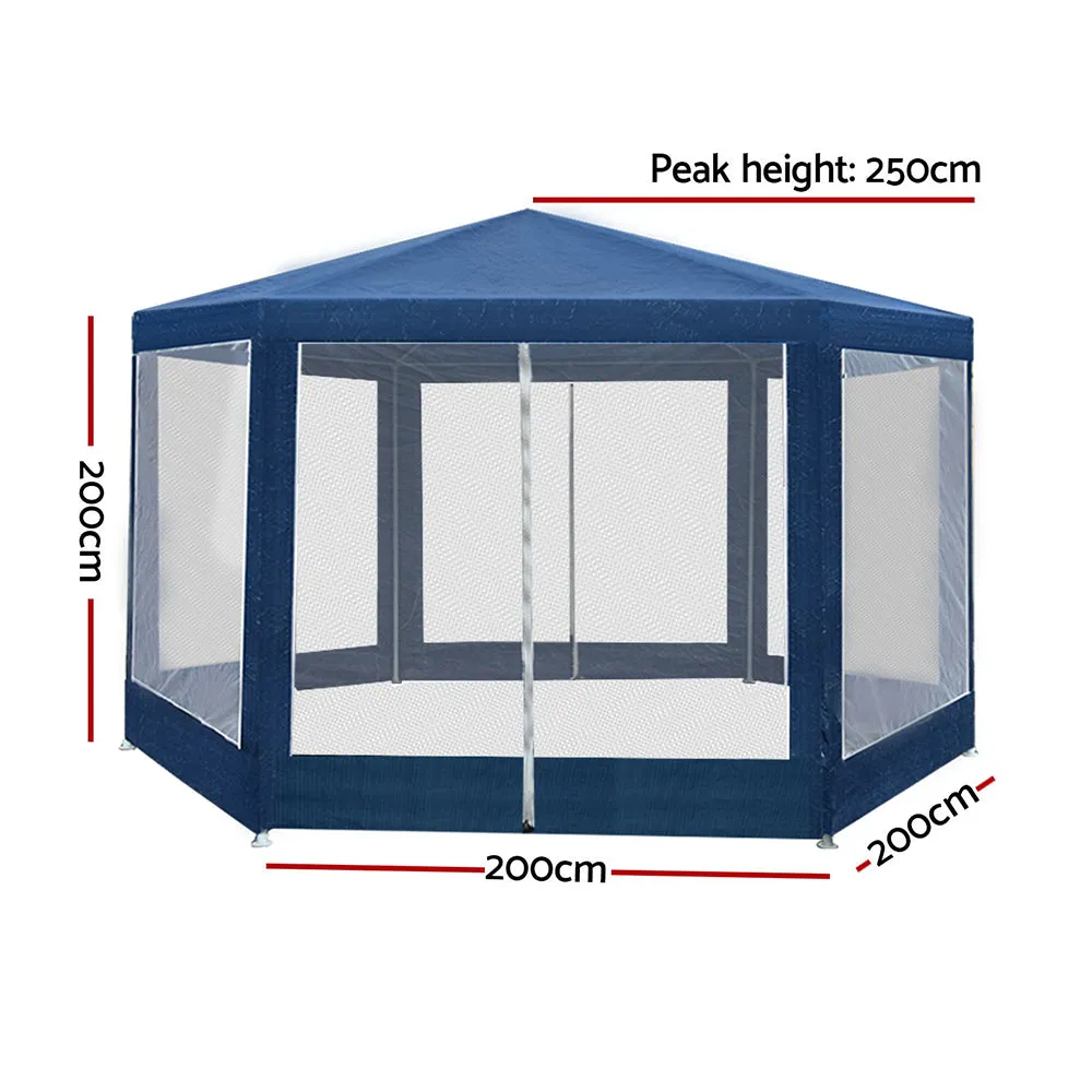 2x2m Gazebo Marquee Wedding Party Tent Outdoor Camping Mesh Wall Canopy Shade Navy