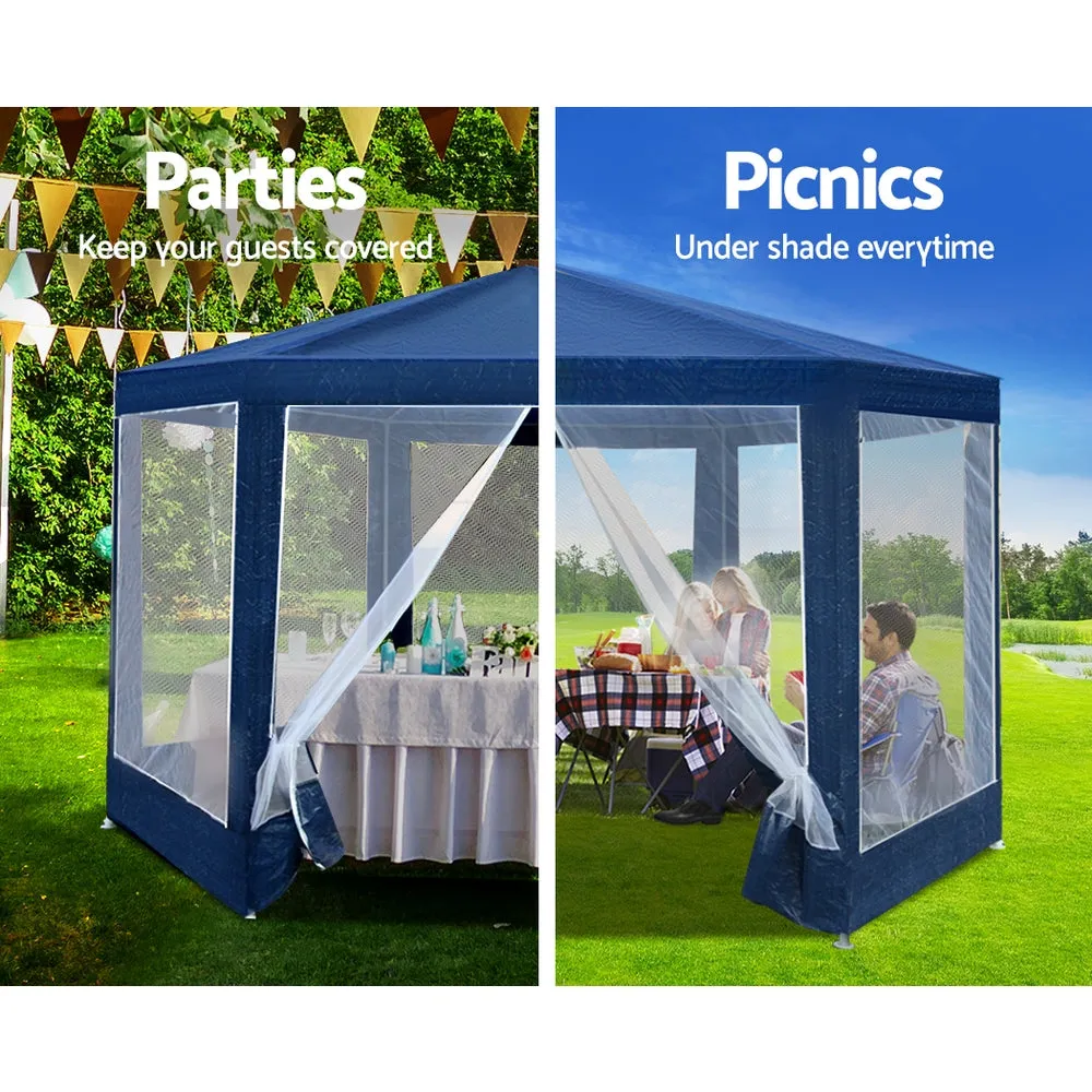 2x2m Gazebo Marquee Wedding Party Tent Outdoor Camping Mesh Wall Canopy Shade Navy