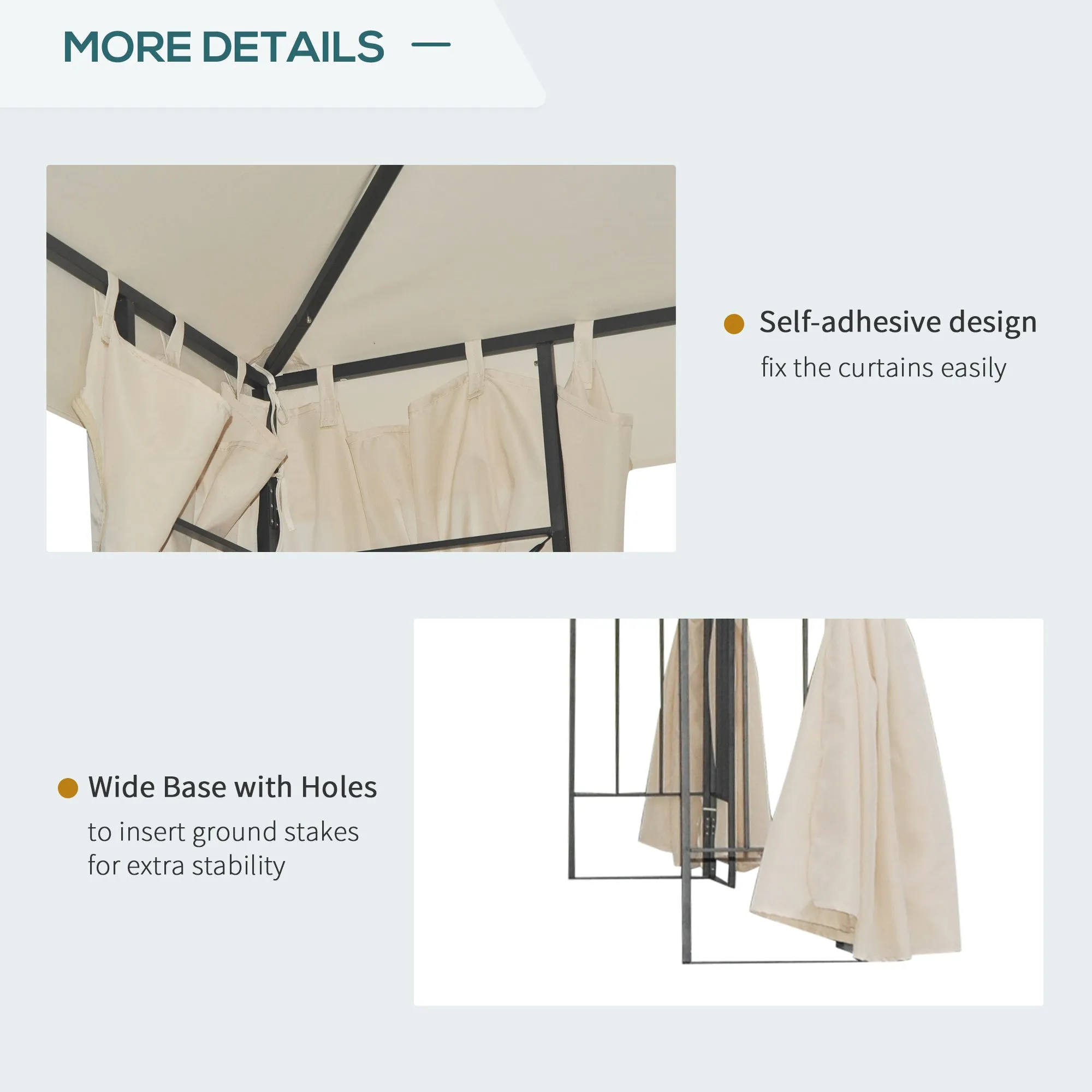3 x 3 m Garden Metal Gazebo Marquee Patio Wedding Party Tent Canopy Shelter with Pavilion Sidewalls Beige