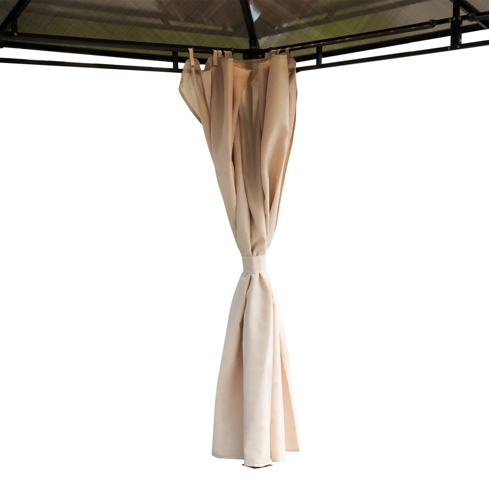 3 x 3.6m Hardtop Gazebo Canopy with Polycarbonate Roof Garden Pavilion with Removable Curtains and Steel Frame
