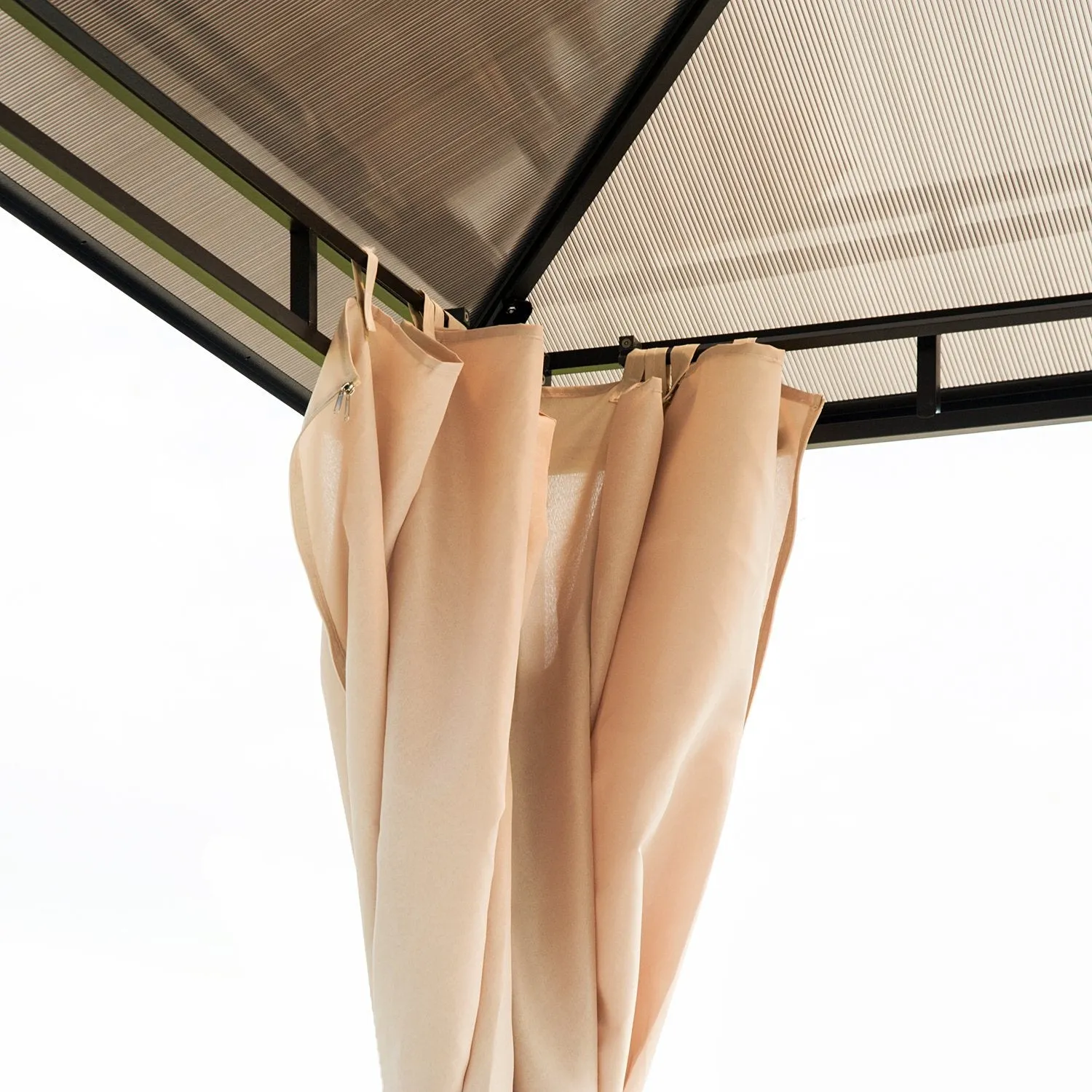 3 x 3.6m Hardtop Gazebo Canopy with Polycarbonate Roof Garden Pavilion with Removable Curtains and Steel Frame