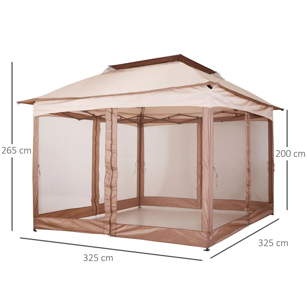 3 x 3m Gazebo Khaki/Brown