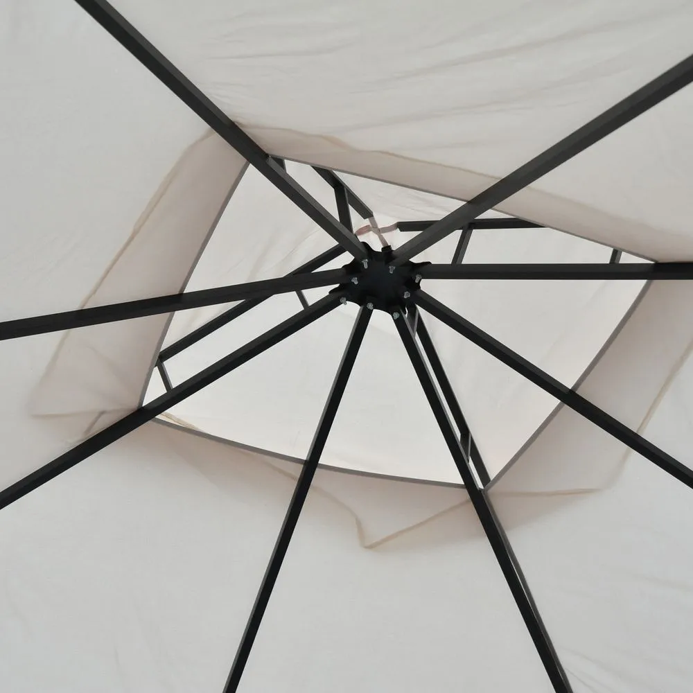3 x 3m Metal Gazebo With Sides Beige Waterproof Gazebo
