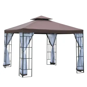 3 x 3M Patio Gazebo Canopy Garden Pavilion Tent Shelter with 2 Tier Roof and Mosquito Netting