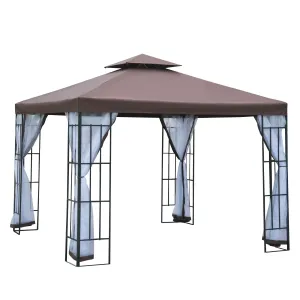 3 x 3M Patio Gazebo Canopy Garden Pavilion Tent Shelter with 2 Tier Roof and Mosquito Netting