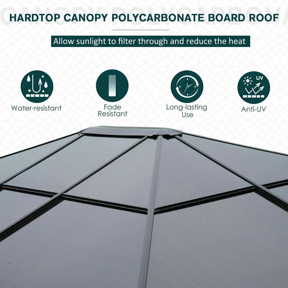 3.6 x 3m Outdoor Aluminium Alloy Gazebo w/ LED Solar Lights Beige