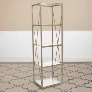 4 Shelf 64"H Cross Brace Glass Bookcase in Matte