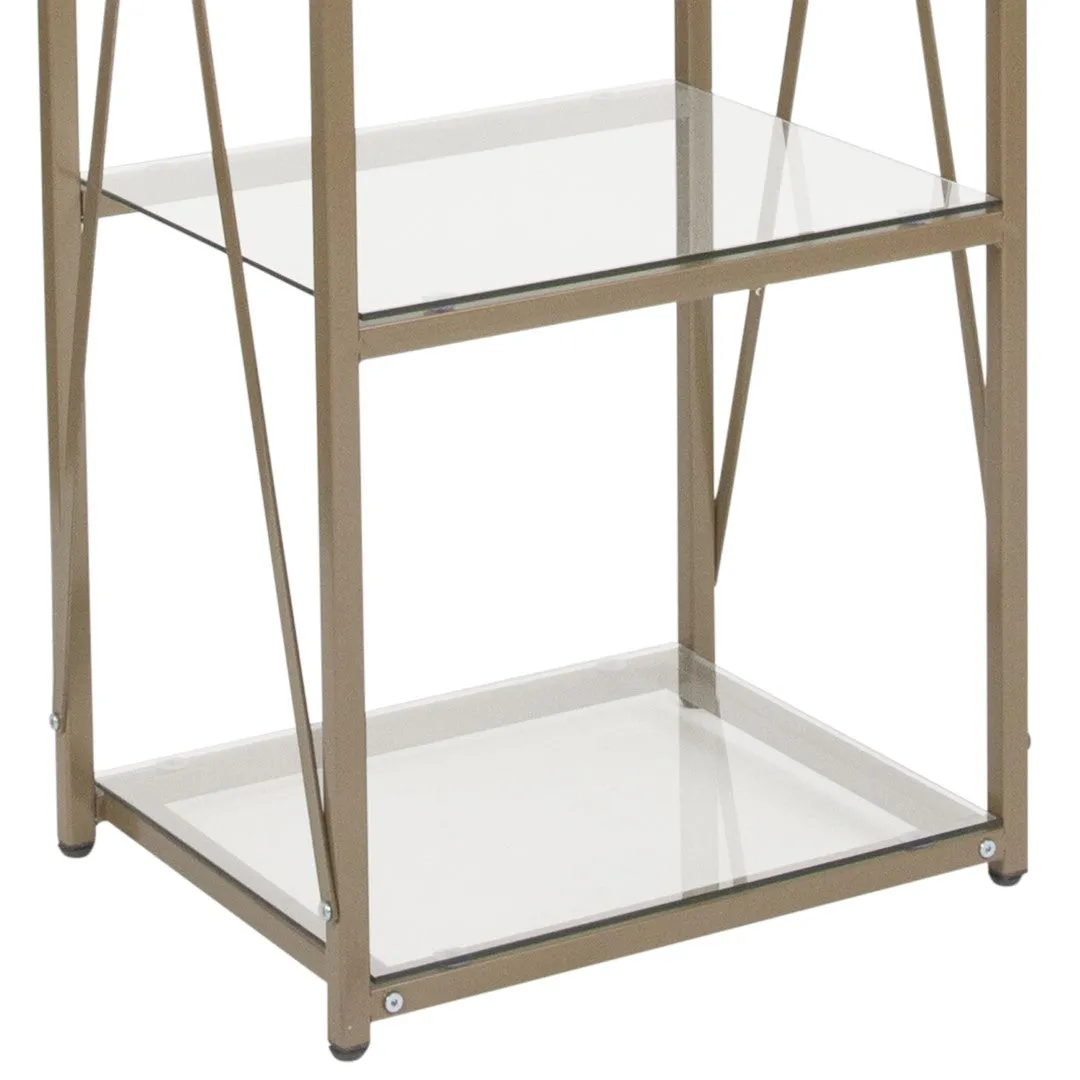 4 Shelf 64"H Cross Brace Glass Bookcase in Matte