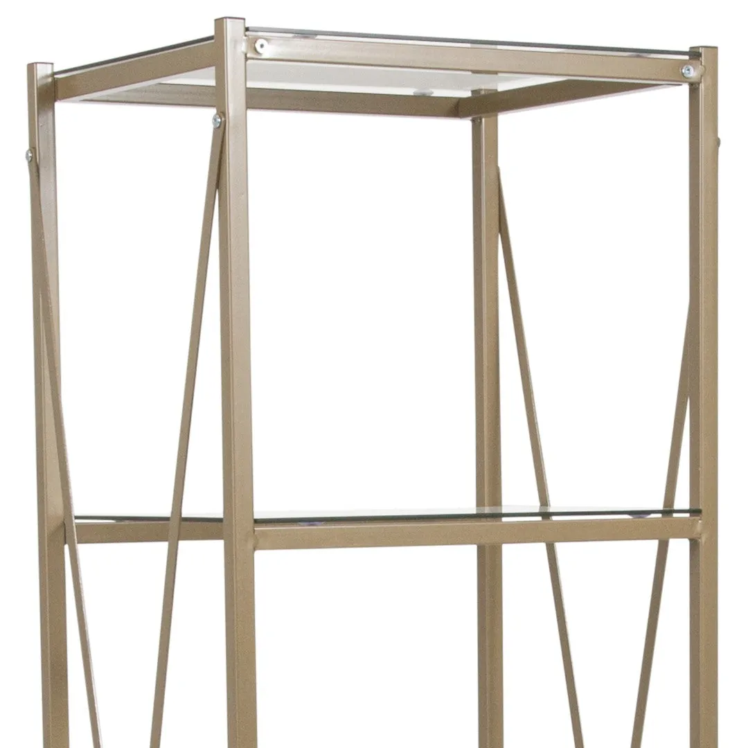 4 Shelf 64"H Cross Brace Glass Bookcase in Matte