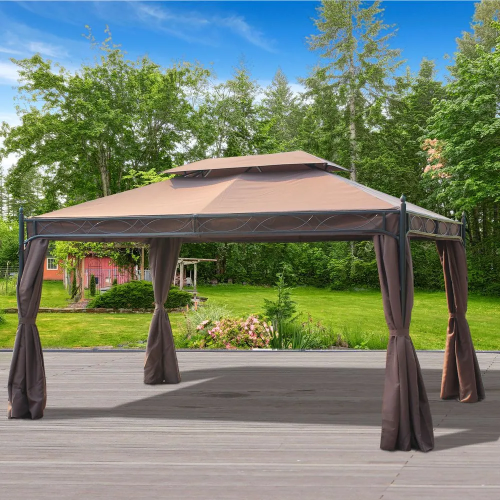 4 x 3m Metal Gazebo Marquee Patio Canopy Shelter with Sidewalls Pavilion