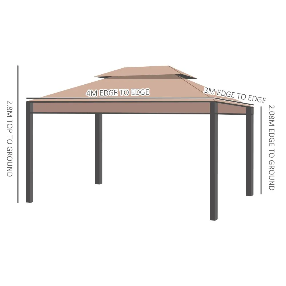 4 x 3m Metal Gazebo Marquee Patio Canopy Shelter with Sidewalls Pavilion