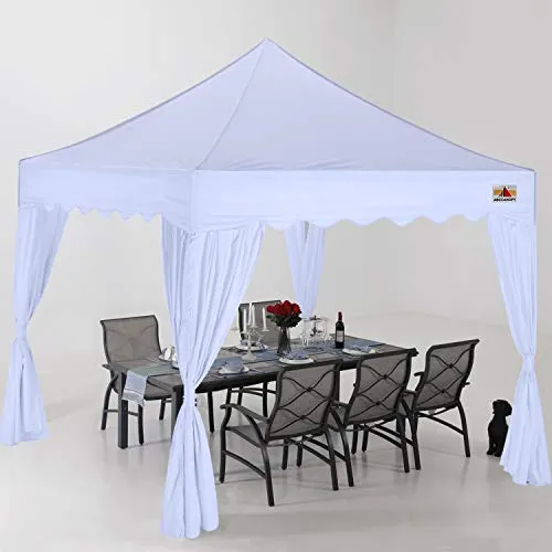 ABCCANOPY Patio Pop Up Canopy Tent with Curtain 10x10 Event-Series (White)