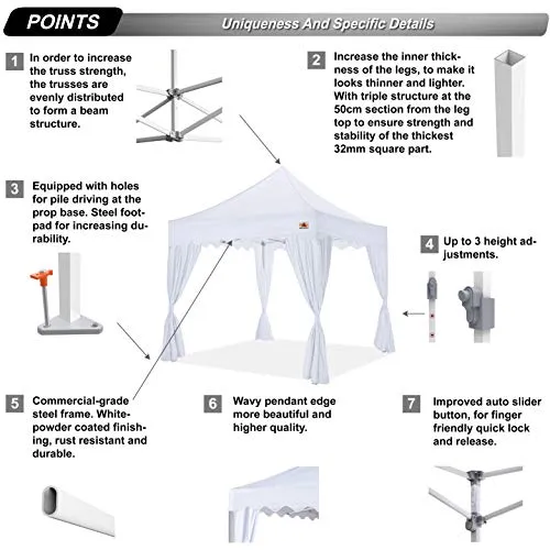 ABCCANOPY Patio Pop Up Canopy Tent with Curtain 10x10 Event-Series (White)