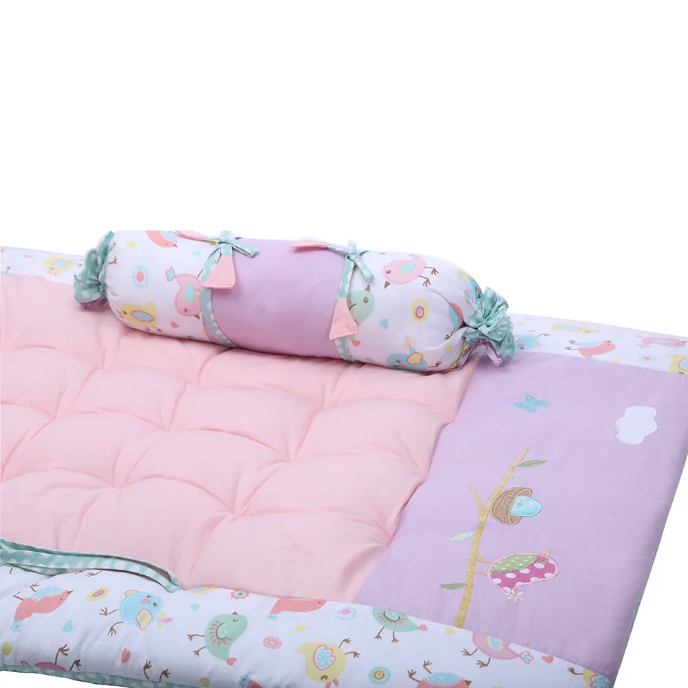 Abracadabra Cotton Bedding/Gadda Set Chirpy Bird Theme - Peach