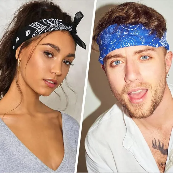 Aomig Bandana Head Scarf for Men and Women, Stylish Cowboy Headband Handkerchief, Multi-purpose Hair Scarf Paisley Print Unisex Headwraps
