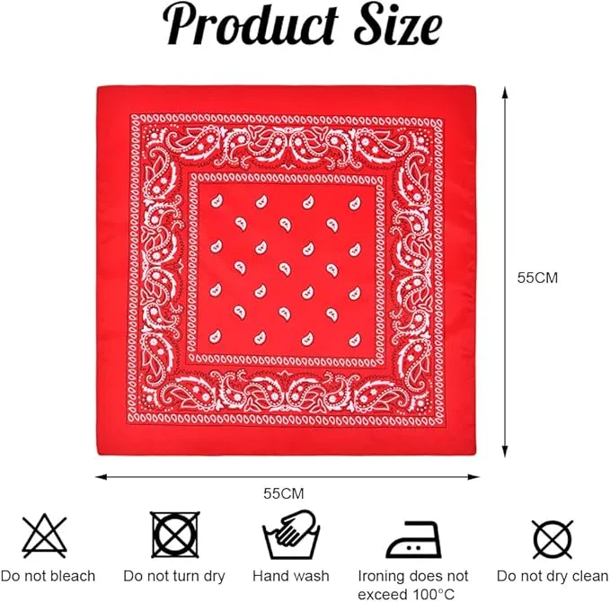 Aomig Bandana Head Scarf for Men and Women, Stylish Cowboy Headband Handkerchief, Multi-purpose Hair Scarf Paisley Print Unisex Headwraps