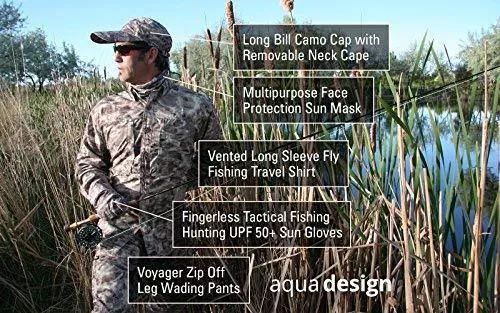 Aqua Design Fishing Hunting Masks Neck Gaiters for Men and Youth: UPF 50  Sun Mask Protection: Camo Half Face Cover Balaclava Bandana