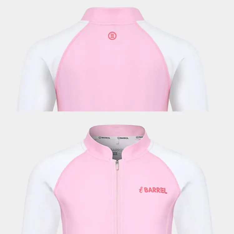 Barrel Kids Essential Zip Up Rash Guard-PINK