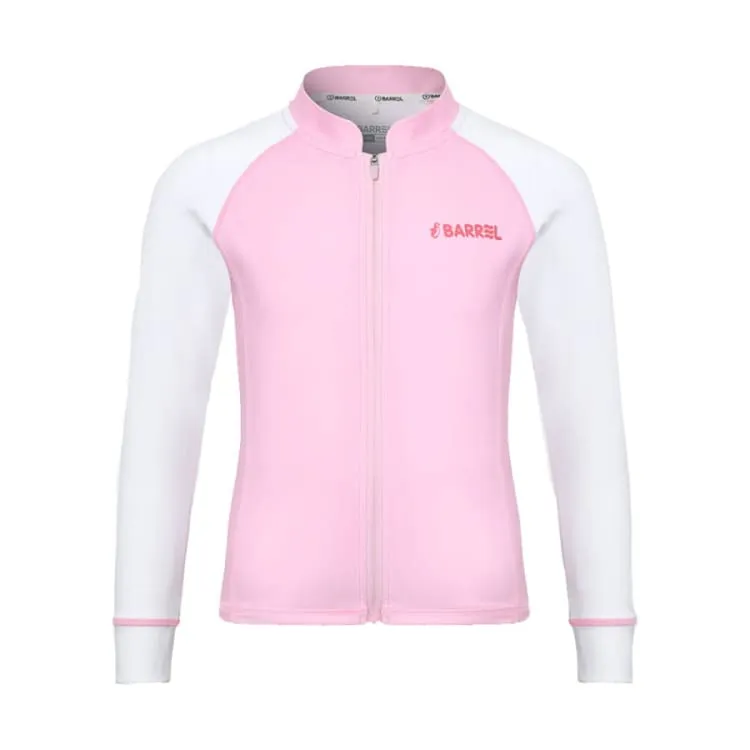 Barrel Kids Essential Zip Up Rash Guard-PINK