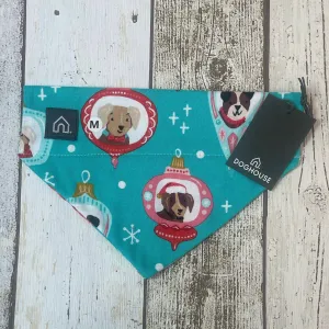 Blue Christmas Bauble Slip-On Dog Bandana