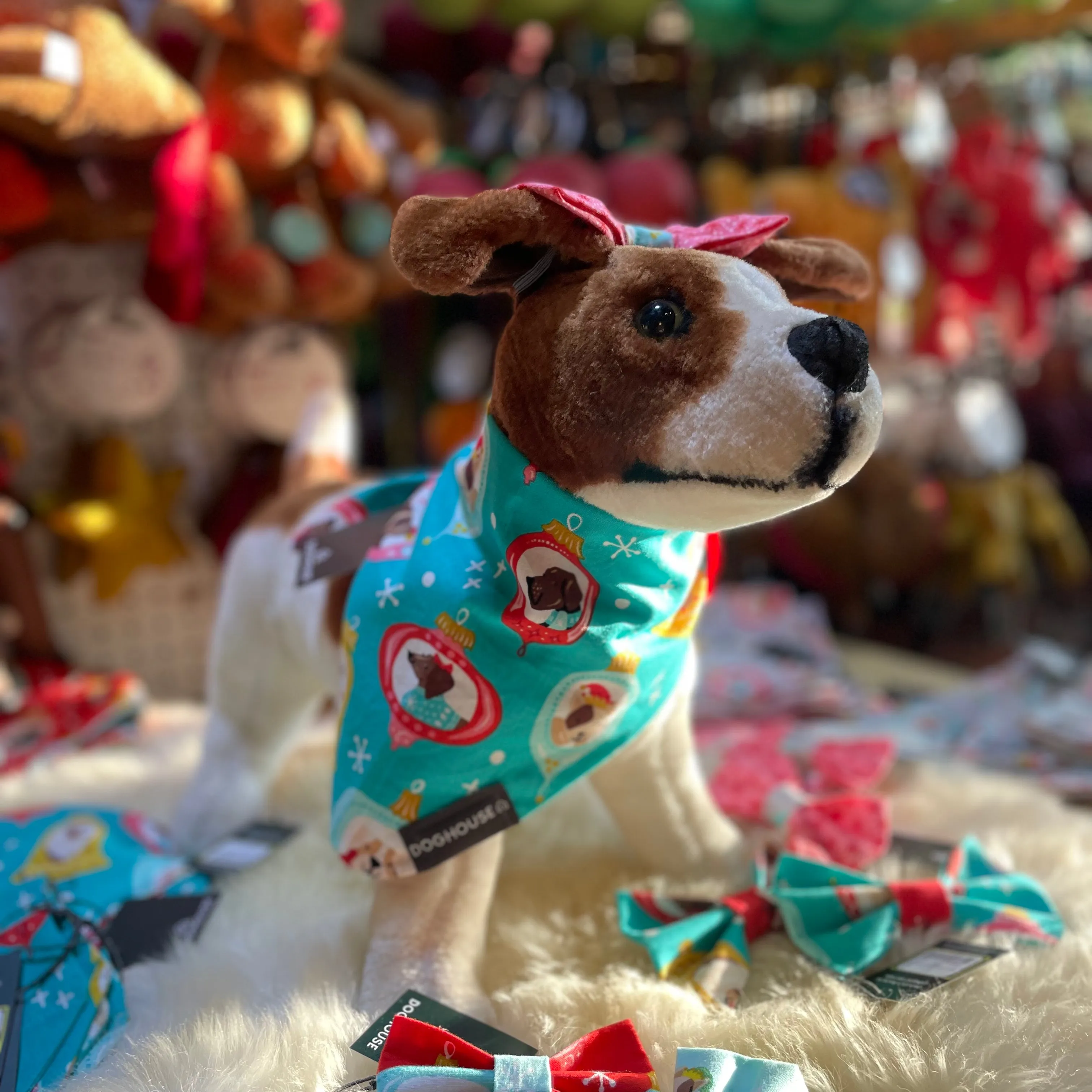 Blue Christmas Bauble Slip-On Dog Bandana