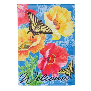 Bright Yellow Poppy Suede Garden Flag