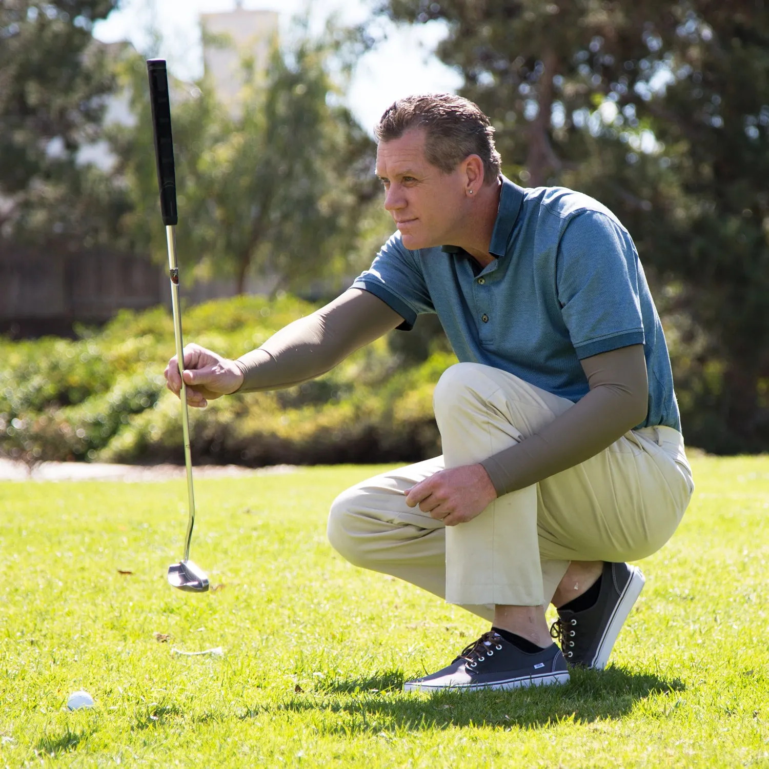 Brown UV Protective Arm Sleeves for Golf