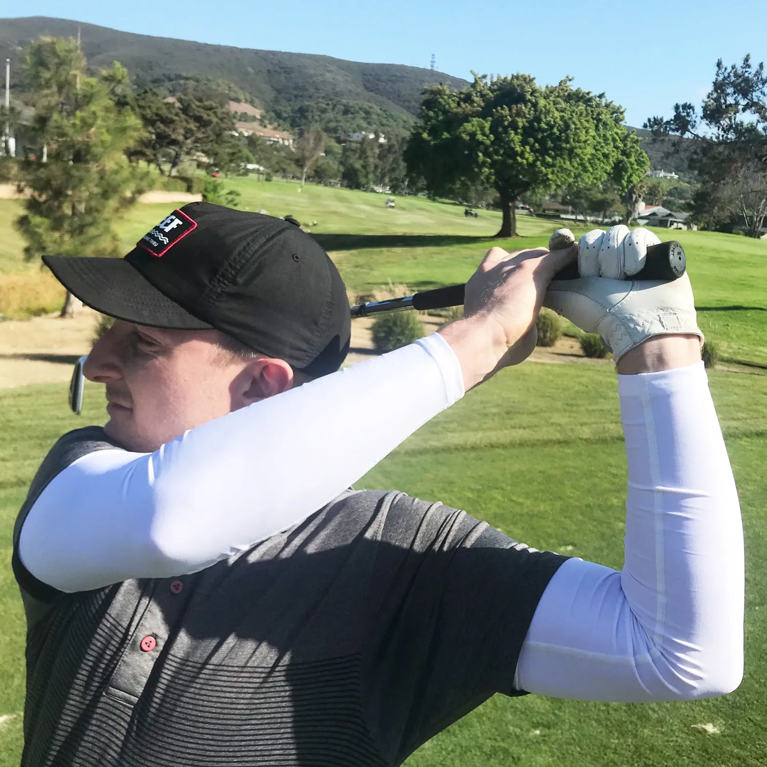 Brown UV Protective Arm Sleeves for Golf