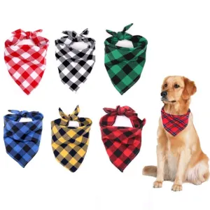 Cotton Plaid Dog Bandanas