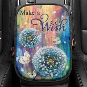 Dandelion Make A Wish Seat Box Cover, Bible Verse Car Center Console Cover, Christian Inspirational Car Interior Accessories