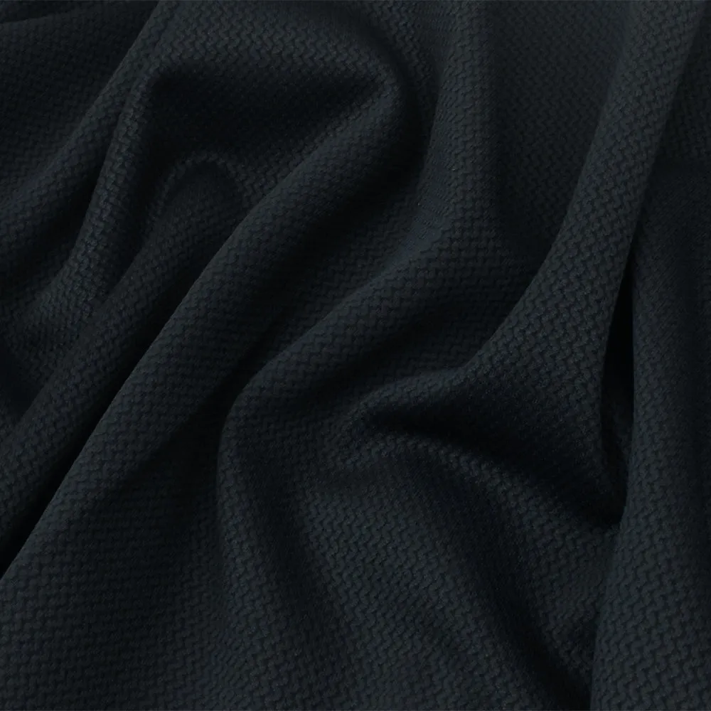 Dark Night Navy Mini Wave Stretch Double Knit Fabric