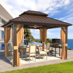 EROMMY 10X12 Hardtop Grill Gazebo with Netting and Sides