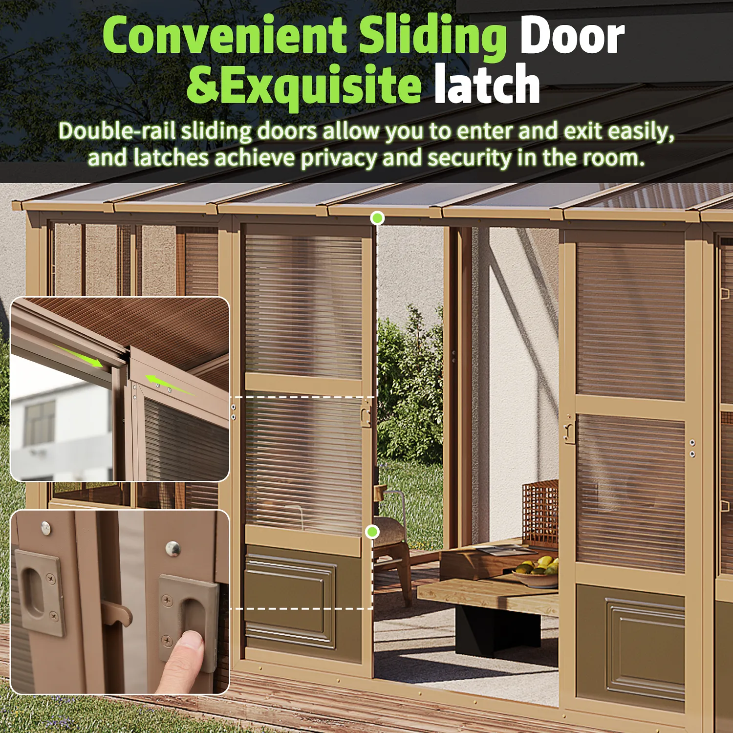 EROMMY 10X16 Lean to Sunroom for Backyard – Brown