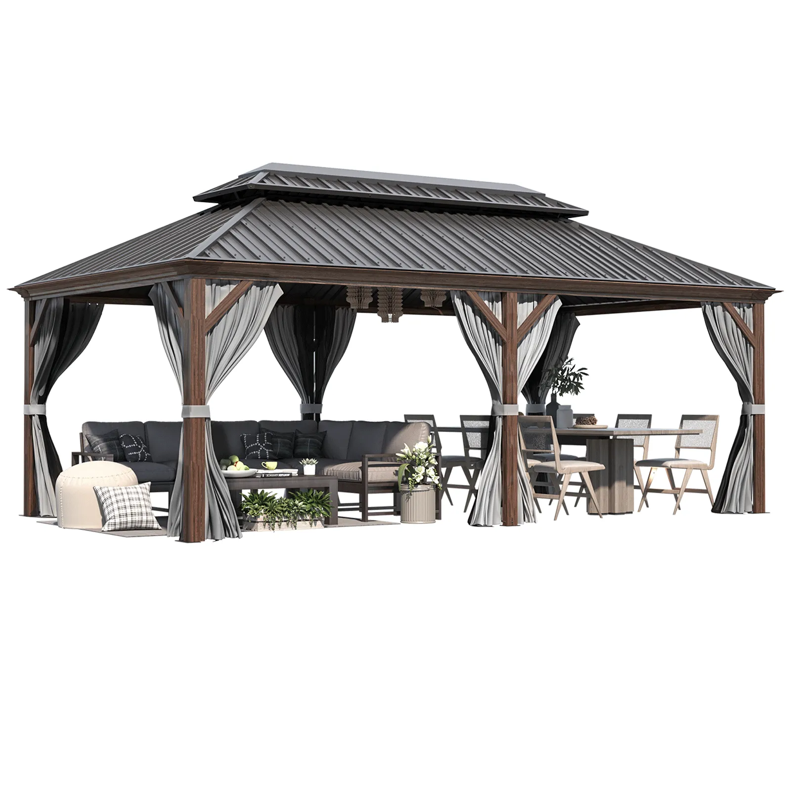 EROMMY 12' X 20' All Weather Gazebo with Sides and Hardtop