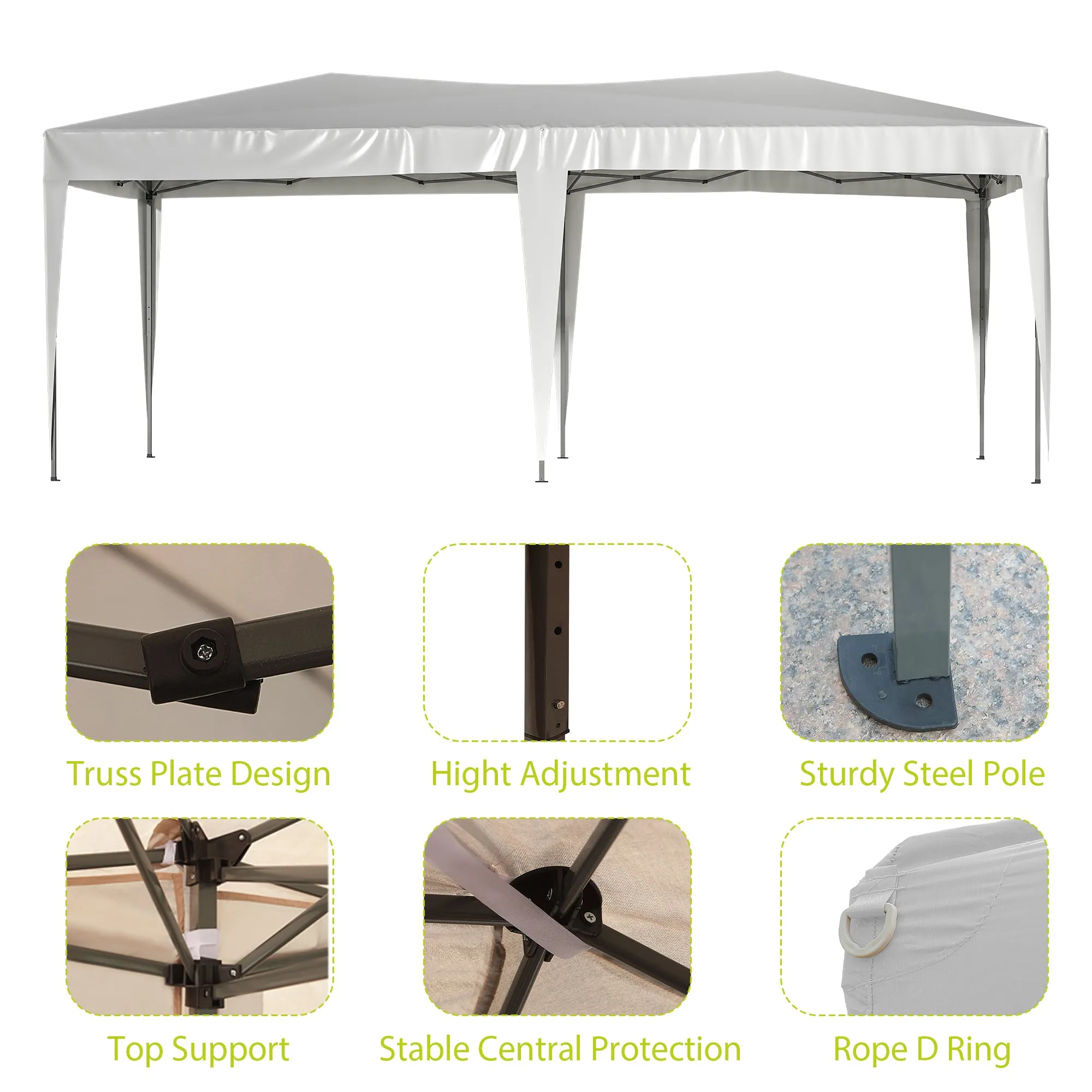 EZ 10x20 ft Pop Up Canopy Outdoor - White