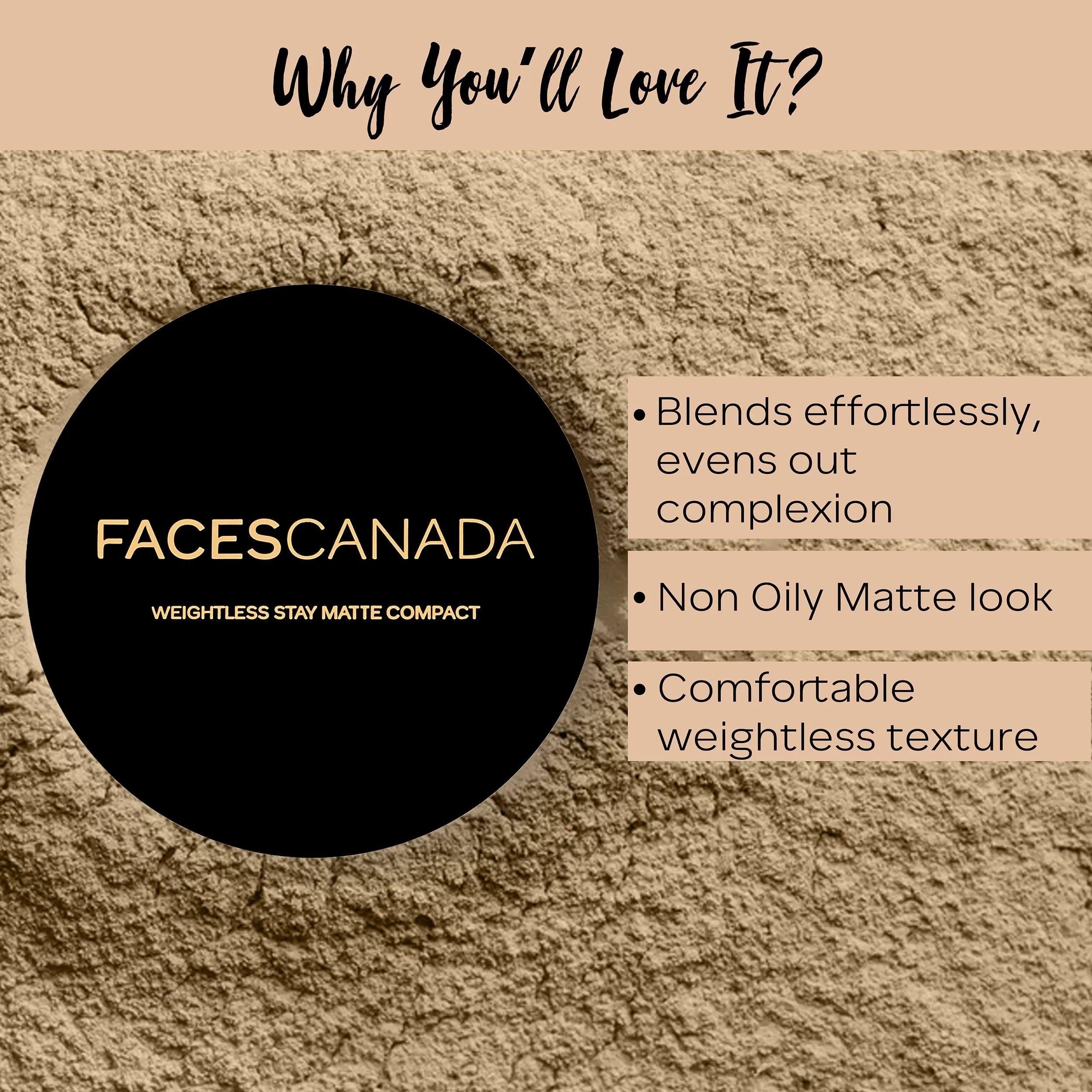 FACES CANADA Weightless Stay Matte Finish Compact Powder - Natural, 9g | Oil Control | Evens Out Complexion | Blends Effortlessly | Pressed Powder For All Skin Types